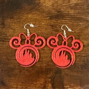 Red Castle Silhouette Drop Earrings